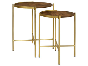 Malka Dark Brown / Gold 2 Pc Nesting Table - Ornate Home
