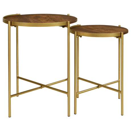 Malka Dark Brown / Gold 2 Pc Nesting Table - Ornate Home