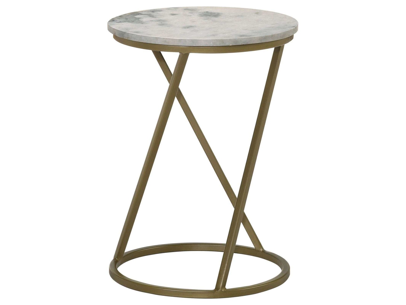 Malthe White Marble / Antique Gold Side Table - Ornate Home