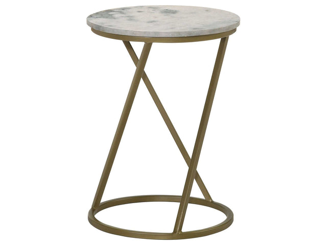 Malthe White Marble / Antique Gold Side Table - Ornate Home