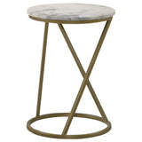 Malthe White Marble / Antique Gold Side Table - Ornate Home