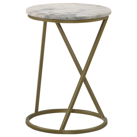 Malthe White Marble / Antique Gold Side Table - Ornate Home