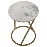Malthe White Marble / Antique Gold Side Table - Ornate Home