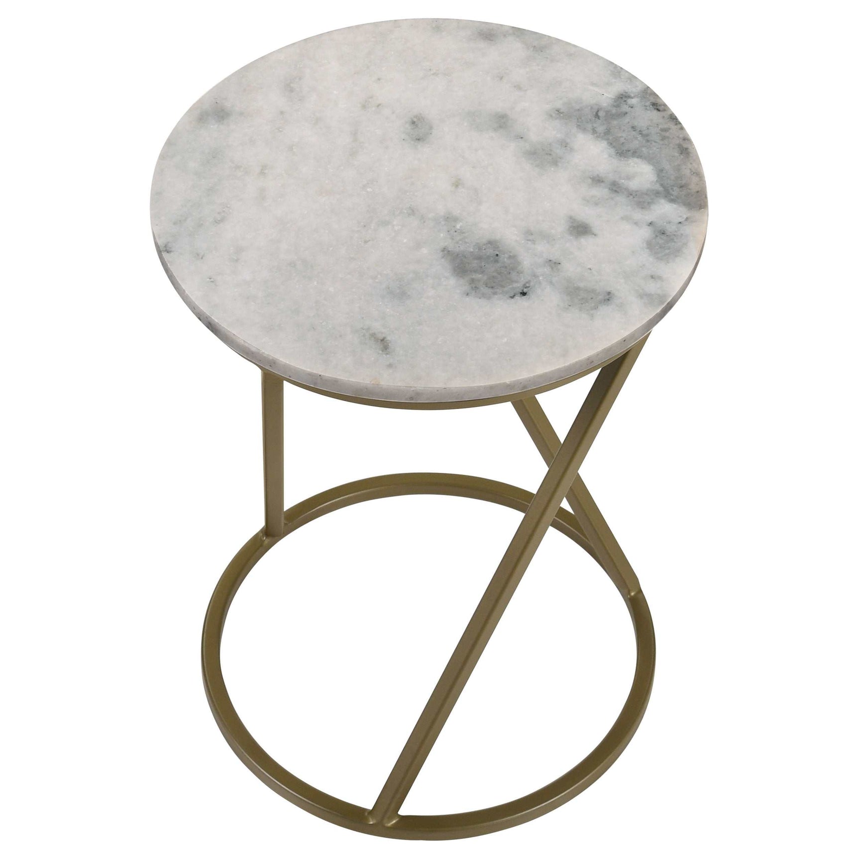 Malthe White Marble / Antique Gold Side Table - Ornate Home