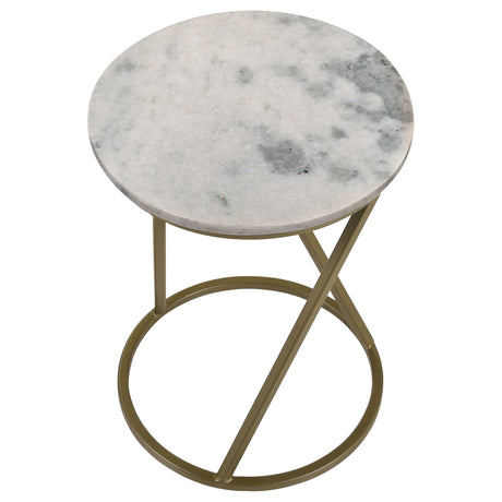 Malthe White Marble / Antique Gold Side Table - Ornate Home
