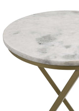 Malthe White Marble / Antique Gold Side Table - Ornate Home