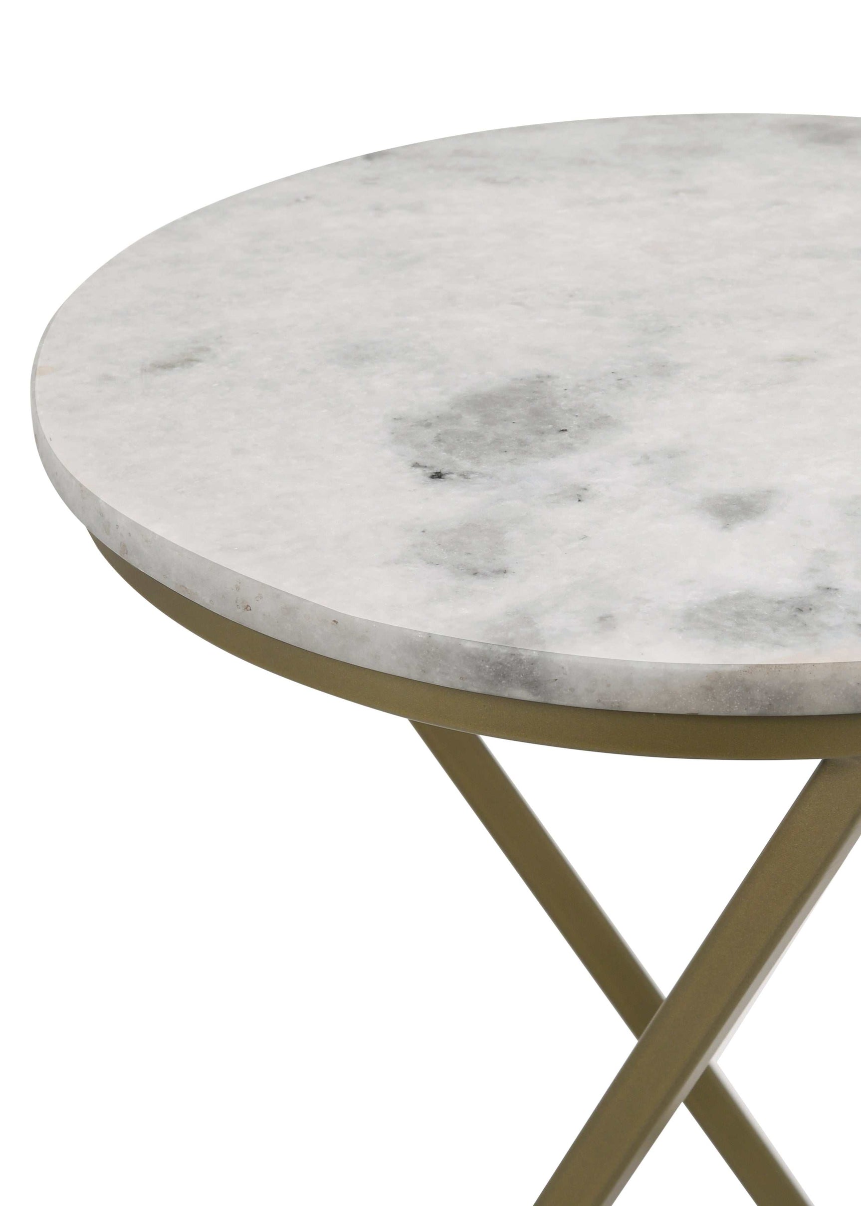 Malthe White Marble / Antique Gold Side Table - Ornate Home