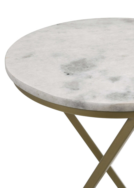 Malthe White Marble / Antique Gold Side Table - Ornate Home
