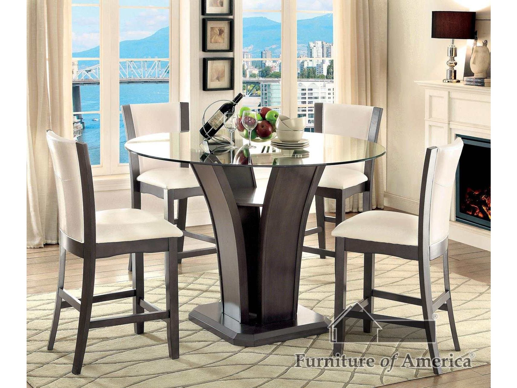 Manhattan Dark Gray Round Counter Height Table Set / 5-Piece - Ornate Home