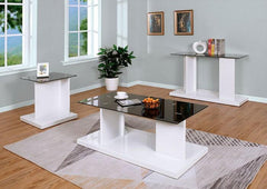 Mannedorf White & Black Glass Top End Table - Ornate Home