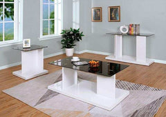 Mannedorf White & Black Glass Top Sofa Table - Ornate Home