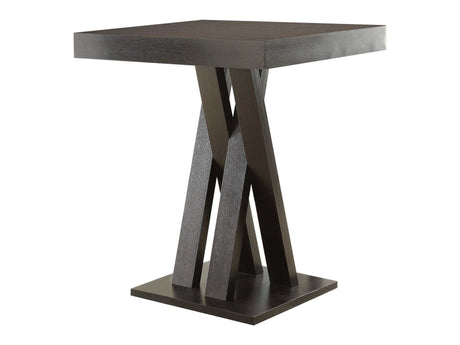 Mannes Cappuccino Double XShaped Base Square Bar Table - Ornate Home