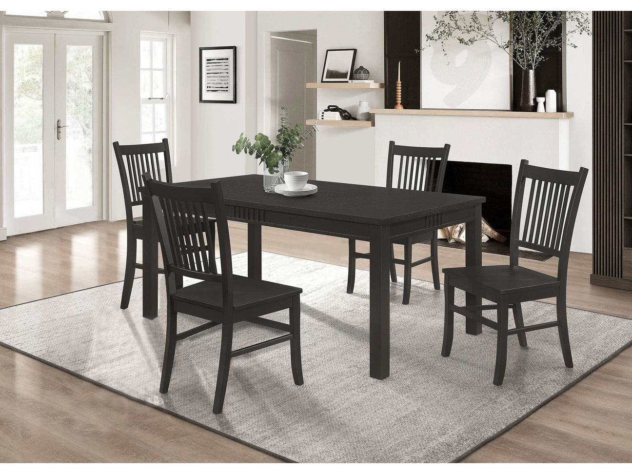 Marbrisa Matte Black 5 Pc Dining Set - Ornate Home