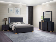 Marceline Black Eastern King Bed 4 Pc Set - Ornate Home