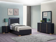 Marceline Black Twin Bed 4 Pc Set - Ornate Home