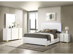 Marceline White Eastern King Bed 4 Pc Set - Ornate Home