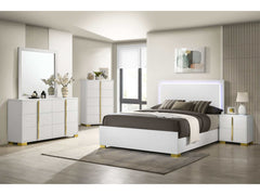 Marceline White Eastern King Bed 5 Pc Set - Ornate Home