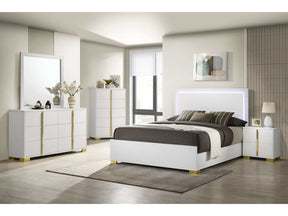 Marceline White Eastern King Bed 5 Pc Set - Ornate Home