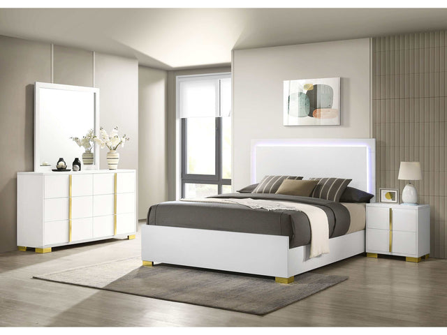 Marceline White Queen Bed 4 Pc Set - Ornate Home