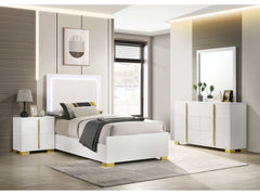 Marceline White Twin Bed 4 Pc Set - Ornate Home