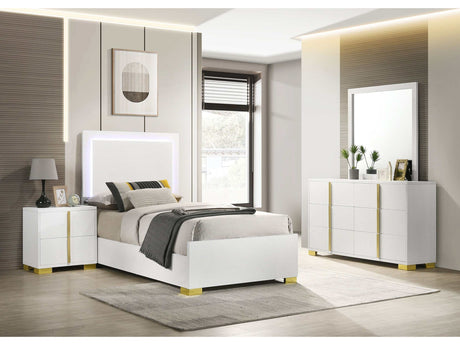 Marceline White Twin Bed 4 Pc Set - Ornate Home