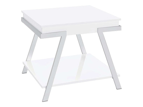 Marcia White High Gloss End Table - Ornate Home