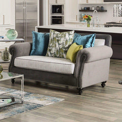 Mariella Gray & Beige Stationary Sofa & Loveseat 2pc - Ornate Home