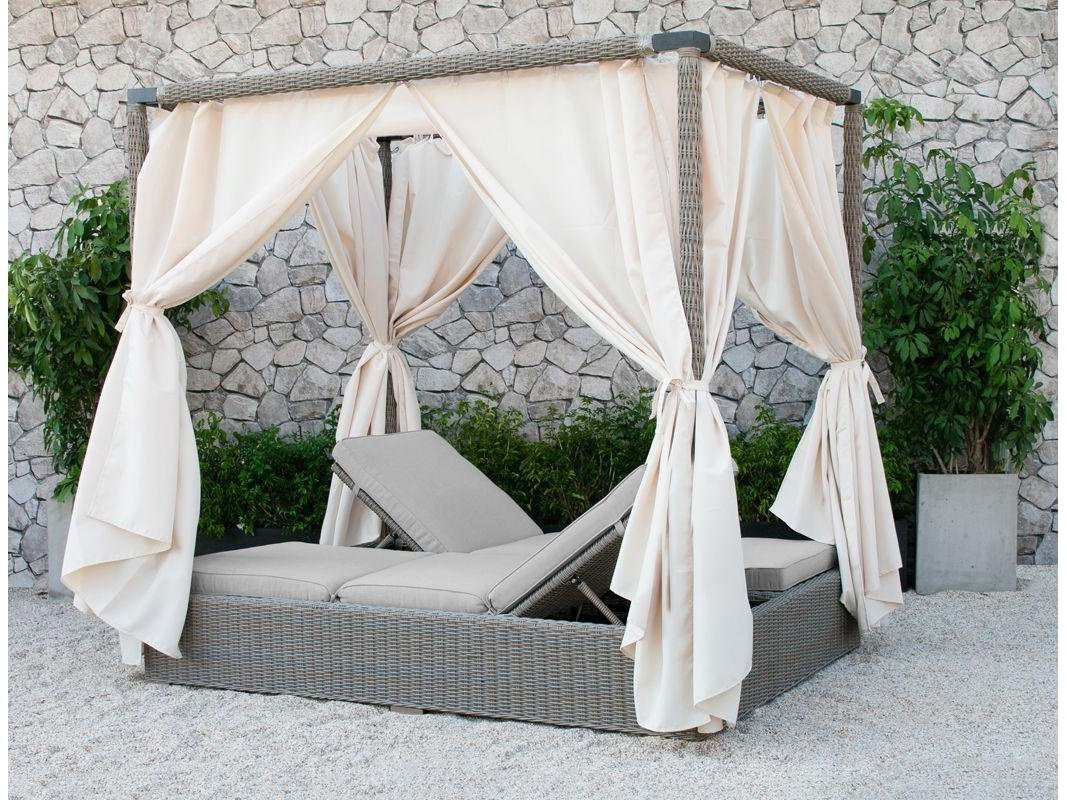 Marin Beige & Gray Double Sunbed w/ Canopy - Ornate Home