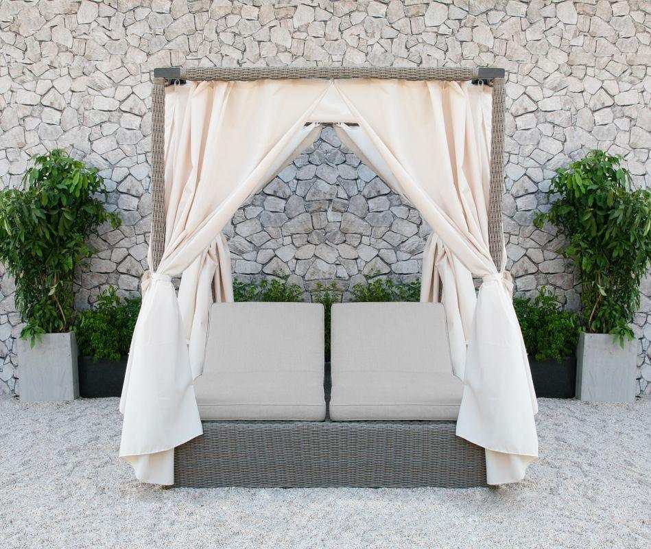 Marin Beige & Gray Double Sunbed w/ Canopy - Ornate Home