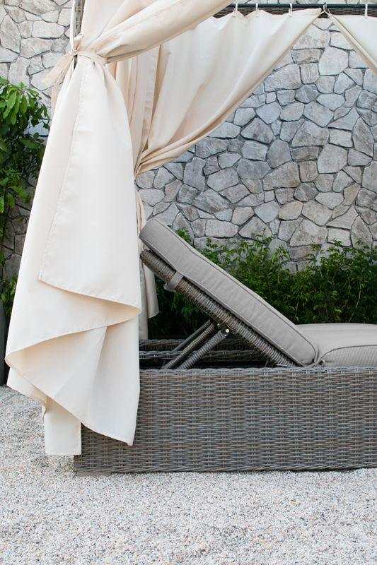 Marin Beige & Gray Double Sunbed w/ Canopy - Ornate Home