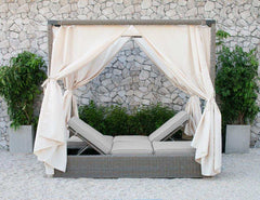 Marin Beige & Gray Double Sunbed w/ Canopy - Ornate Home