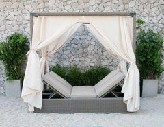 Marin Beige & Gray Double Sunbed w/ Canopy - Ornate Home