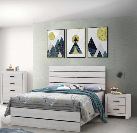 Marion Coastal White Eastern King Panel Bed - Ornate Home