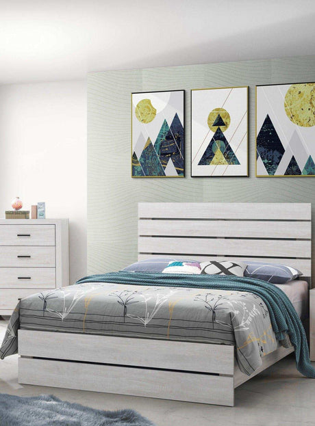 Marion Coastal White Eastern King Panel Bed - Ornate Home