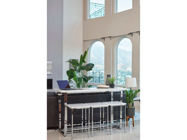 Marmot White Marble & Chrome 4pc Rectangle Counter Height Set - Ornate Home