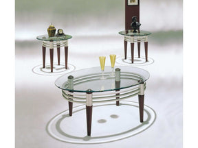 Marseille Cherry, Silver & Clear Glass Coffee/End Table Set (Set of 3) - Ornate Home