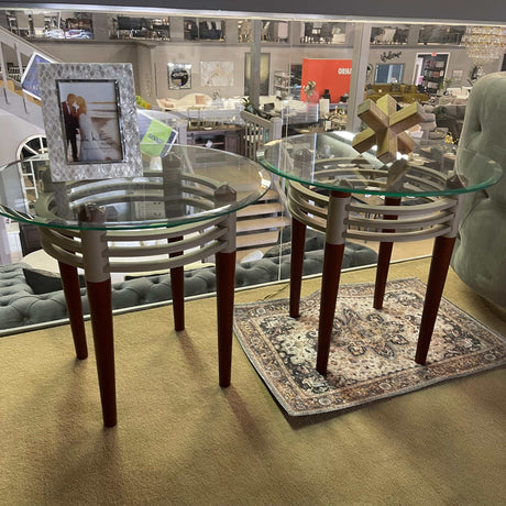 Marseille Cherry, Silver & Clear Glass Coffee/End Table Set (Set of 3) - Ornate Home