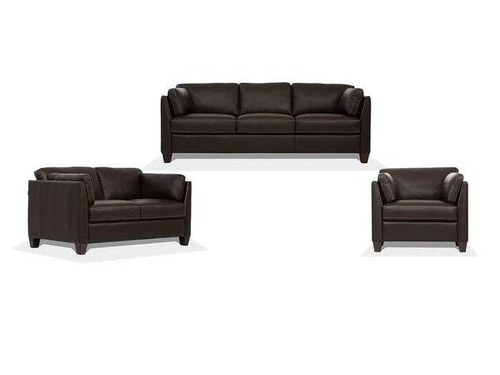 Matias Chocolate Leather 3Piece Living Room Set - Ornate Home