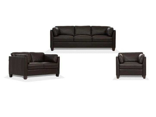 Matias Chocolate Leather 3Piece Living Room Set - Ornate Home