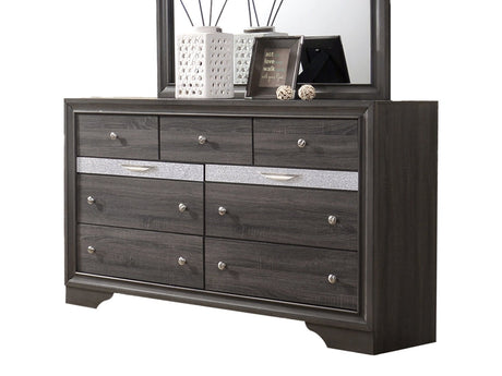 Matrix Gray Dresser w / 7 Drawers - Ornate Home