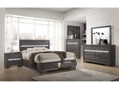 Matrix Gray King Storage Bedroom Set / 4pc - Ornate Home