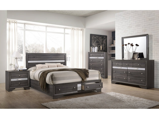 Matrix Gray King Storage Bedroom Set / 4pc - Ornate Home