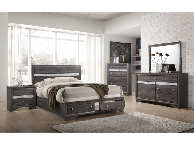 Matrix Gray Queen Stoage Bedroom Set / 5pc - Ornate Home