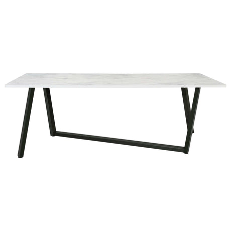 Mayer Faux White Marble / Gunmetal Dining Table - Ornate Home