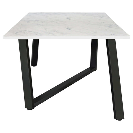 Mayer Faux White Marble / Gunmetal Dining Table - Ornate Home