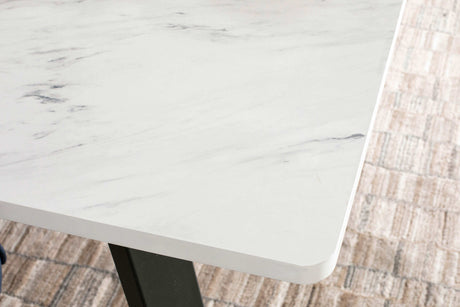 Mayer Faux White Marble / Gunmetal Dining Table - Ornate Home