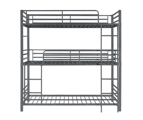 Maynard Gunmetal Metal Triple Twin Bunk Bed - Ornate Home