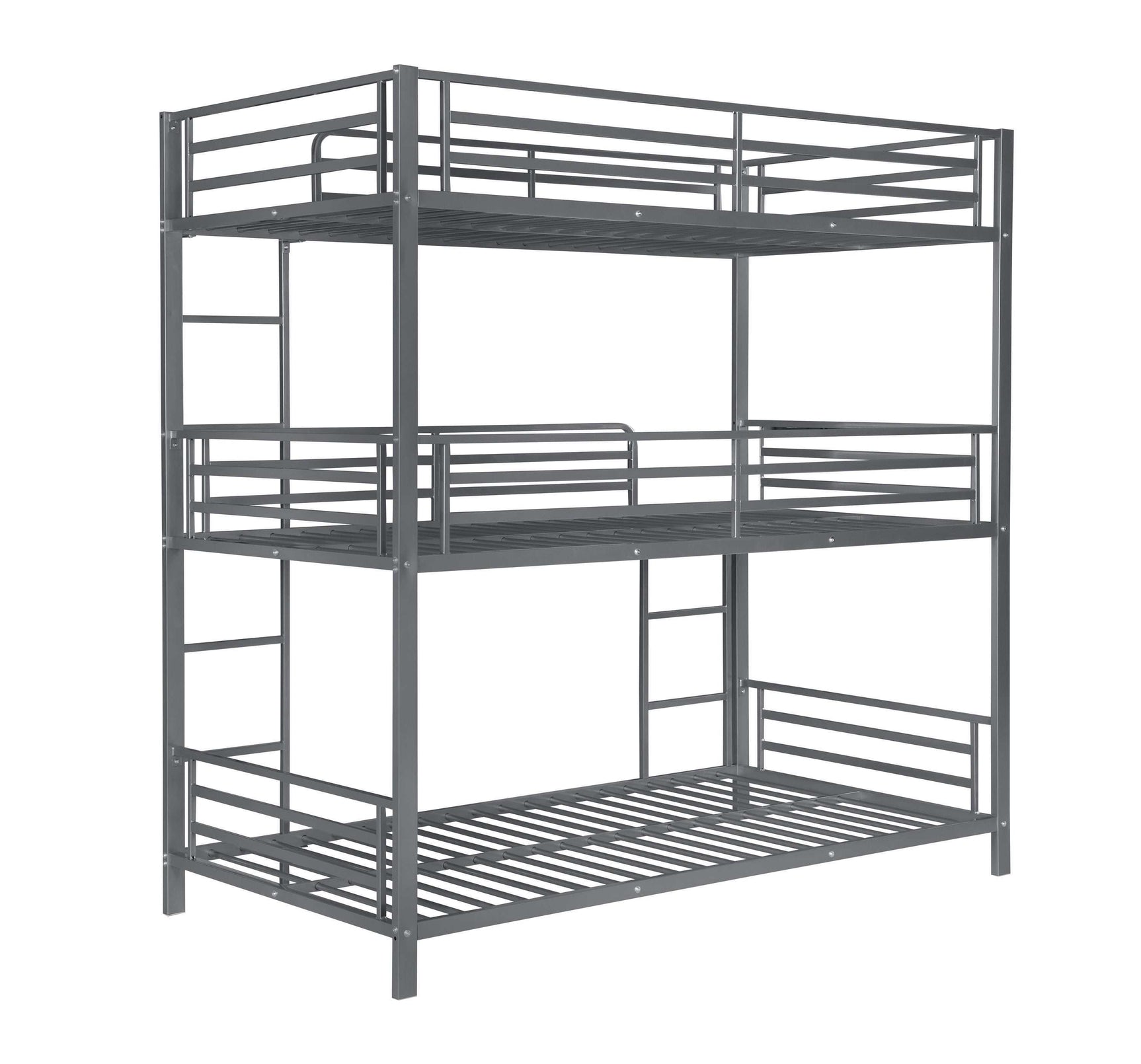 Maynard Gunmetal Metal Triple Twin Bunk Bed - Ornate Home