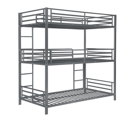 Maynard Gunmetal Metal Triple Twin Bunk Bed - Ornate Home