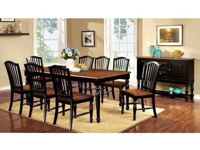 Mayville Black/Antique Oak Dining Table w/ 1 X 18" Leaf - Ornate Home